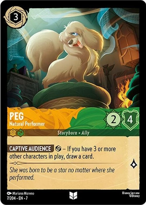 Peg - Natural Performer - 7/204 Uncommon Disney Lorcana card from Archazia's Island, Near Mint Normal