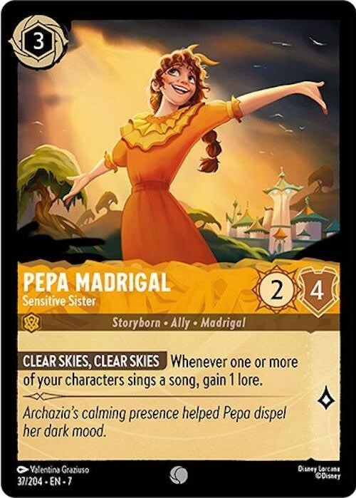 Pepa Madrigal - Sensitive Sister - 37/204 Common Disney Lorcana card from Archazia's Island, Near Mint Normal