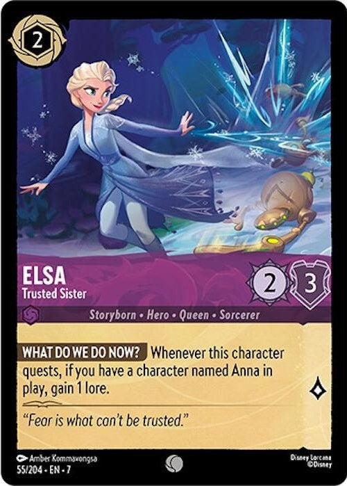 Elsa - Trusted Sister - 55/204 Common Disney Lorcana card from Archazia's Island, Near Mint Normal