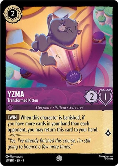 Yzma - Transformed Kitten - 59/204 Common Disney Lorcana card from Archazia's Island, Near Mint Normal