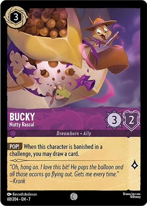 Bucky - Nutty Rascal - 60/204 Common Disney Lorcana card from Archazia's Island, Near Mint Normal