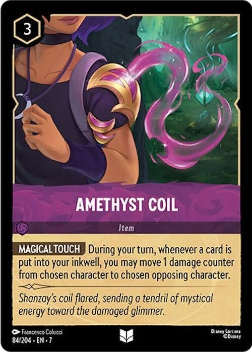 Amethyst Coil - 84/204 Uncommon Disney Lorcana card from Archazia's Island, Near Mint Normal