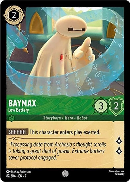 Baymax - Low Battery - 87/204 Common Disney Lorcana card from Archazia's Island, Near Mint Normal