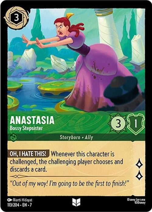 Anastasia - Bossy Stepsister - 113/204 Uncommon Disney Lorcana card from Archazia's Island, Near Mint Normal