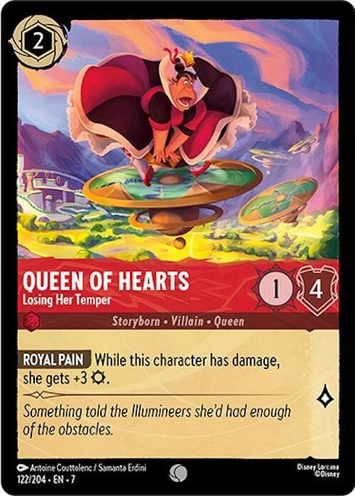 Queen of Hearts - Losing Her Temper - 122/204 Common Disney Lorcana card from Archazia's Island, Near Mint Normal