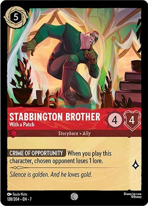 Stabbington Brother - With a Patch - 128/204 Common Disney Lorcana card from Archazia's Island, Near Mint Normal