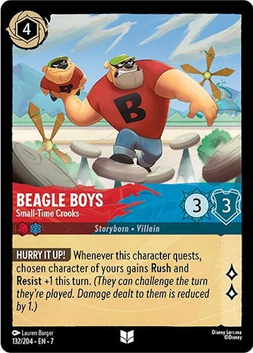 Beagle Boys - Small-Time Crooks - 132/204 Uncommon Disney Lorcana card from Archazia's Island, Near Mint Normal