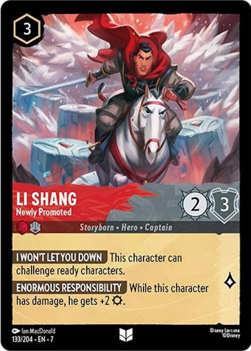 Li Shang - Newly Promoted - 133/204 Uncommon Disney Lorcana card from Archazia's Island, Near Mint Normal