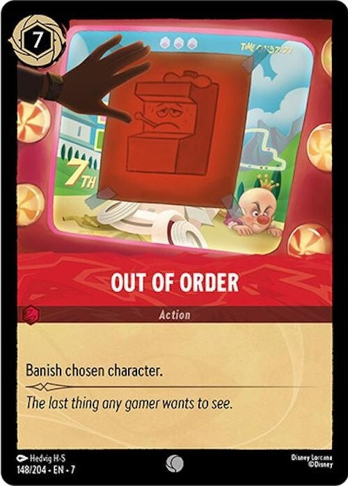 Out of Order - 148/204 Common Disney Lorcana card from Archazia's Island, Near Mint Normal