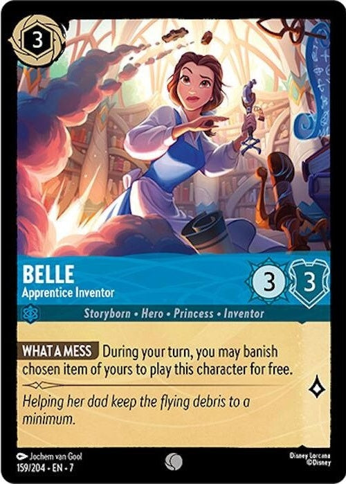 Belle - Apprentice Inventor - 159/204 Common Disney Lorcana card from Archazia's Island, Near Mint Normal