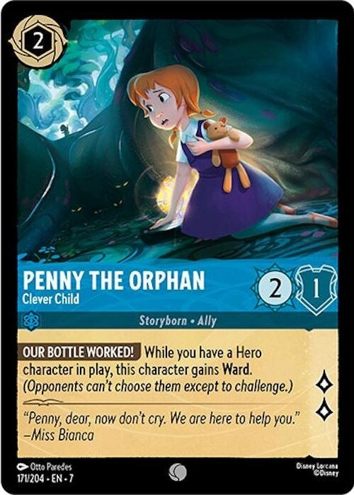 Penny the Orphan - Clever Child - 171/204 Common Disney Lorcana card from Archazia's Island, Near Mint Normal
