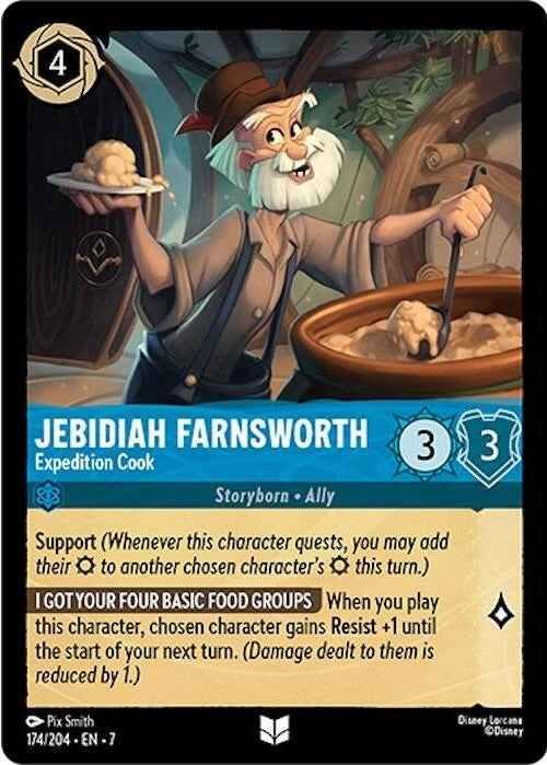 Jebidiah Farnsworth - Expedition Cook - 174/204 Uncommon Disney Lorcana card from Archazia's Island, Near Mint Normal