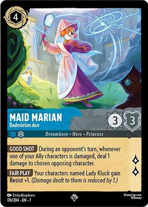 Maid Marian - Badminton Ace - 176/204 Super Rare Disney Lorcana card from Archazia's Island, Near Mint Normal
