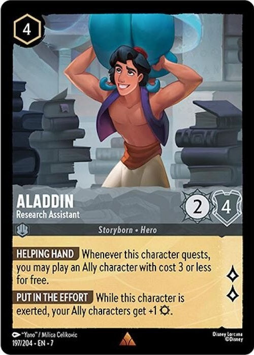 Aladdin - Research Assistant - 197/204 Rare Disney Lorcana card from Archazia's Island, Near Mint Normal