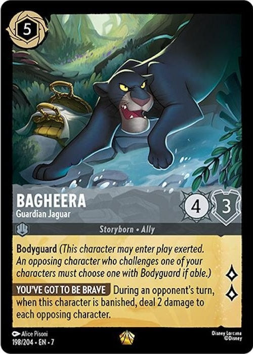 Bagheera - Guardian Jaguar - 198/204 Legendary Disney Lorcana card from Archazia's Island, Near Mint Normal