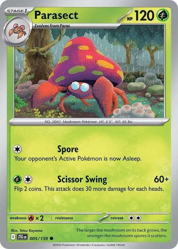 Parasect - 005/159 Common Pokémon card from Journey Together, Near Mint Normal