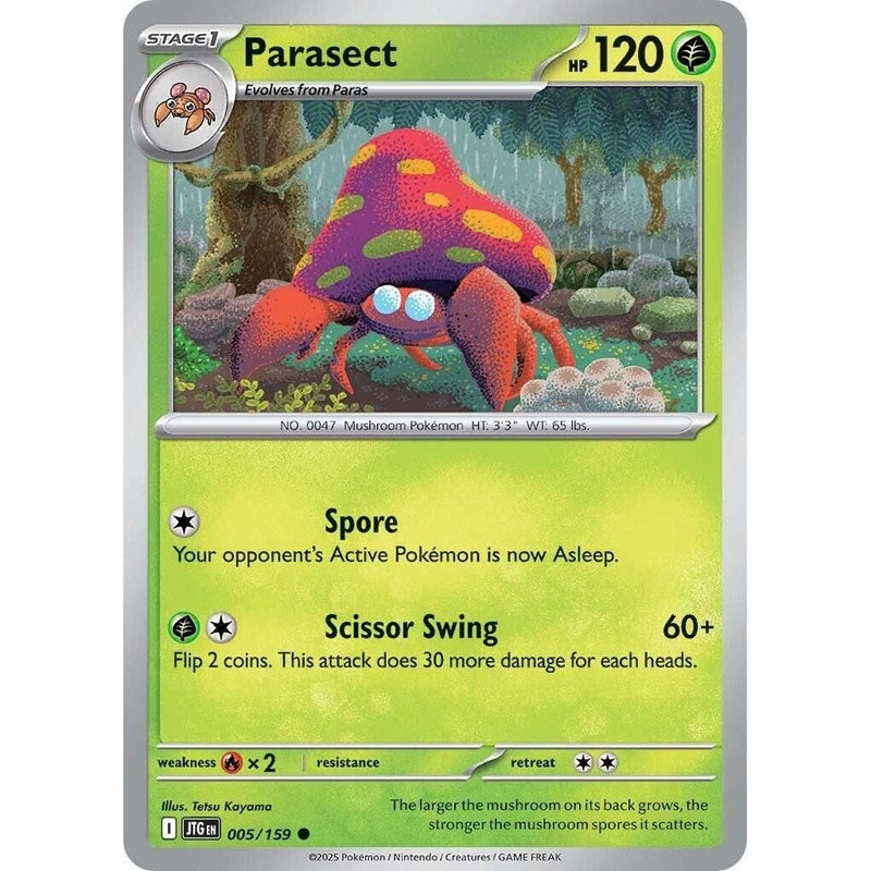 Parasect - 005/159 Common Pokémon card from Journey Together, Near Mint Normal