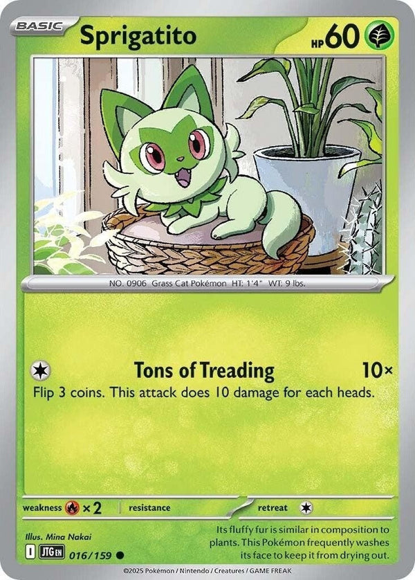 Sprigatito - 016/159 Common Pokémon card from Journey Together, Near Mint Normal