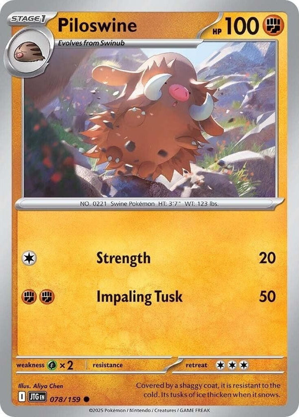 Piloswine - 078/159 Common Pokémon card from Journey Together, Near Mint Reverse Holofoil