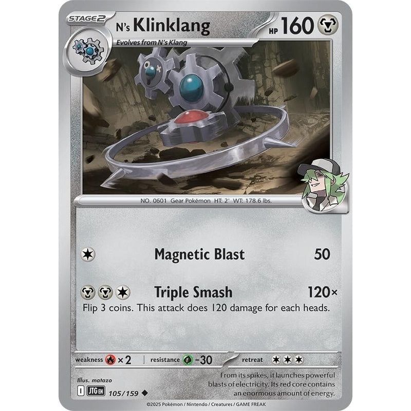 N's Klinklang - 105/159 Uncommon Pokémon card from Journey Together, Near Mint Reverse Holofoil