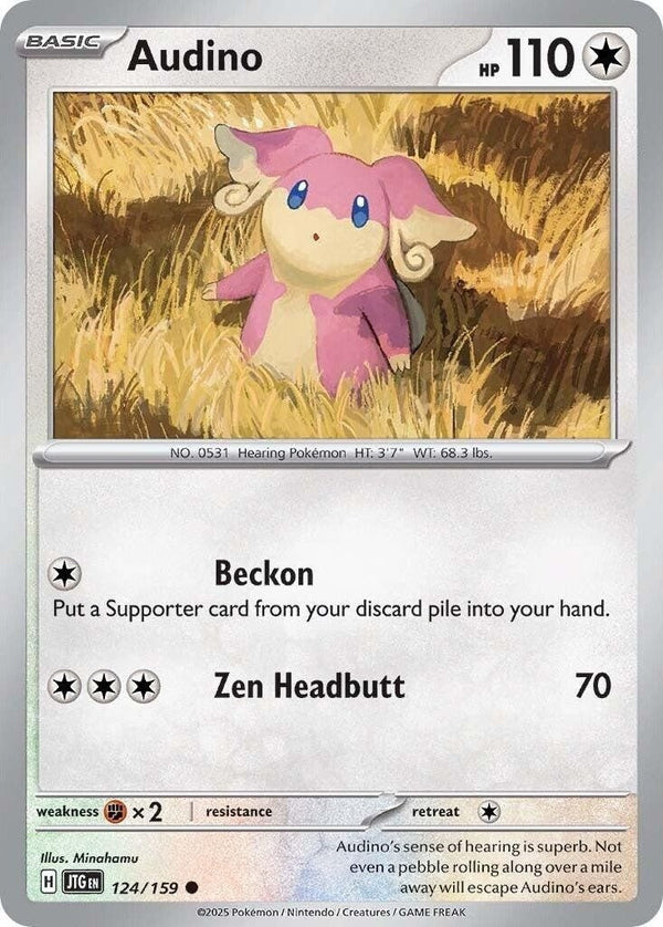 Audino - 124/159 Common Pokémon card from Journey Together, Near Mint Reverse Holofoil