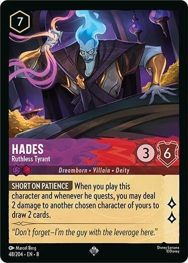 Hades - Ruthless Tyrant - 48/204 Super Rare Disney Lorcana card from Reign of Jafar, Near Mint Normal