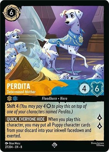 Perdita - Determined Mother - 27/204 Super Rare Disney Lorcana card from Reign of Jafar, Near Mint Normal