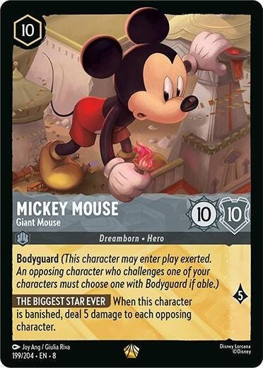 Mickey Mouse - Giant Mouse - 199/204 Legendary Disney Lorcana card from Reign of Jafar, Near Mint Cold Foil