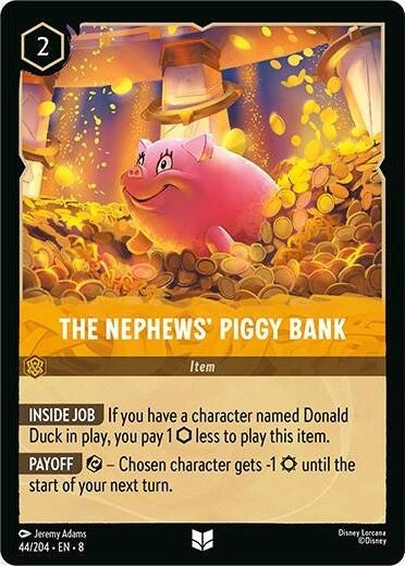 The Nephews' Piggy Bank - 44/204 Uncommon Disney Lorcana card from Reign of Jafar, Near Mint Normal