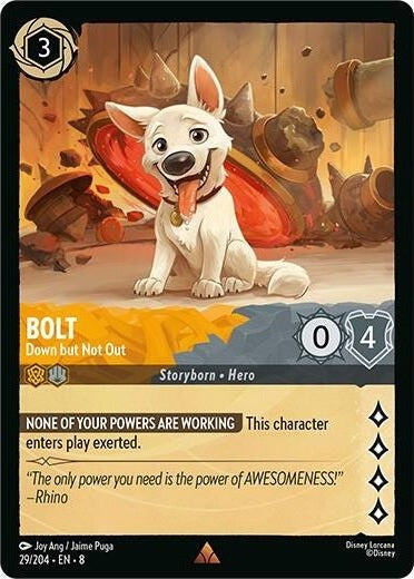 Bolt - Down but Not Out - 29/204 Rare Disney Lorcana card from Reign of Jafar, Near Mint Normal