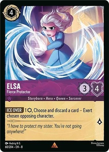 Elsa - Fierce Protector - 60/204 Rare Disney Lorcana card from Reign of Jafar, Near Mint Normal
