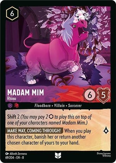 Madam Mim - Rhino - 69/204 Uncommon Disney Lorcana card from Reign of Jafar, Near Mint Normal