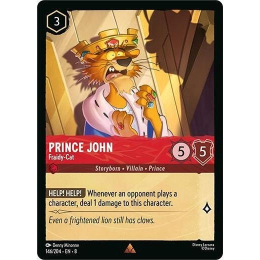 Prince John - Fraidy-Cat - 146/204 Rare Disney Lorcana card from Reign of Jafar, Near Mint Normal