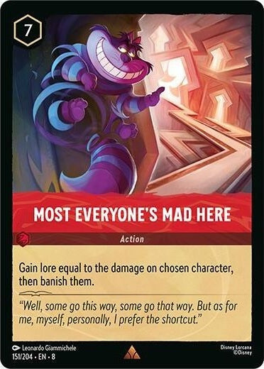 Most Everyone's Mad Here - 151/204 Rare Disney Lorcana card from Reign of Jafar, Near Mint Normal