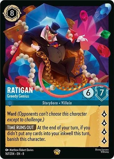 Ratigan - Greedy Genius - 167/204 Legendary Disney Lorcana card from Reign of Jafar, Near Mint Normal