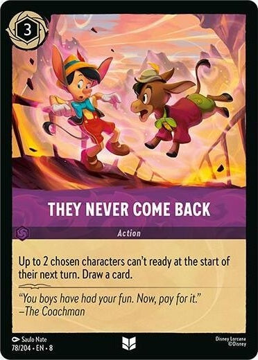They Never Come Back - 78/204 Uncommon Disney Lorcana card from Reign of Jafar, Near Mint Cold Foil