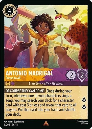 Antonio Madrigal - Friend to All - 5/204 Rare Disney Lorcana card from Reign of Jafar, Near Mint Normal