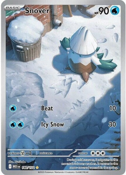 Snover - 140/132 Illustration Rare Pokémon card from Mega Evolution, Near Mint Holofoil