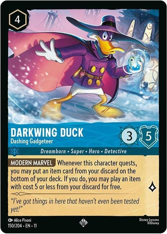 Darkwing Duck - Dashing Gadgeteer - 150/204 Super Rare Disney Lorcana card from Winterspell, Near Mint Normal