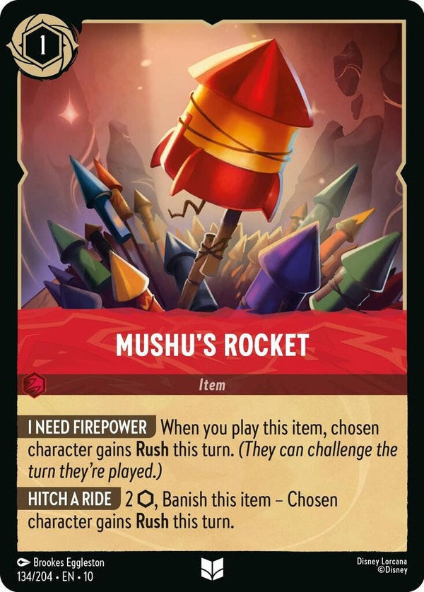 Mushu's Rocket - 134/204 Uncommon Disney Lorcana card from Whispers in the Well, Near Mint Normal