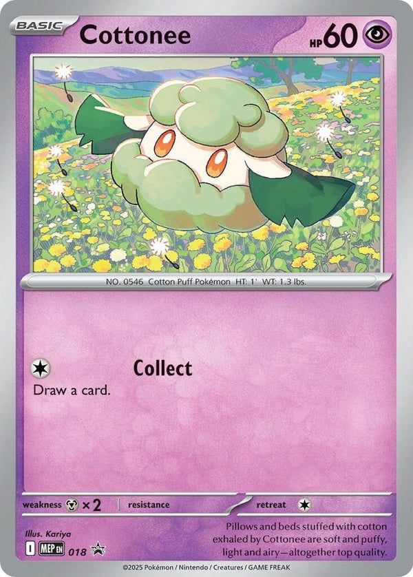 Cottonee (Cosmos Holo) - 018 Promo Pokémon card from Mega Evolution Promo, Near Mint Holofoil