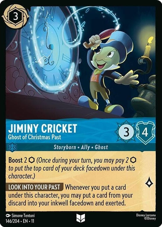 Jiminy Cricket - Ghost of Christmas Past - 146/204 Uncommon Disney Lorcana card from Winterspell, Near Mint Normal
