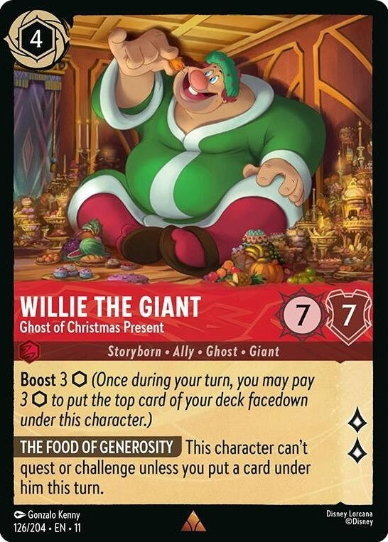 Willie the Giant - Ghost of Christmas Present - 126/204 Rare Disney Lorcana card from Winterspell, Near Mint Normal