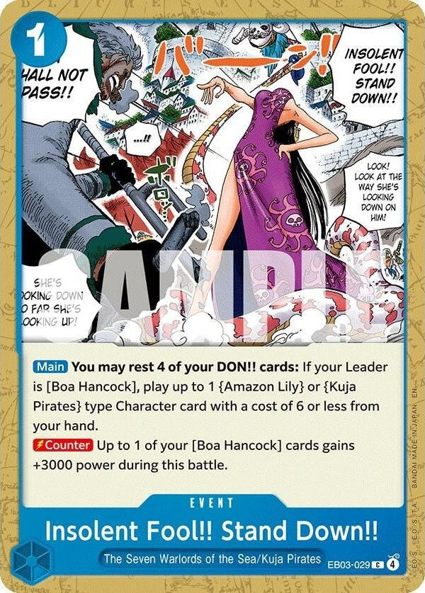 Insolent Fool!! Stand Down!! - EB03-029 C One Piece Card Game Singles card from Extra Booster: One Piece Heroines Edition, Near Mint Normal