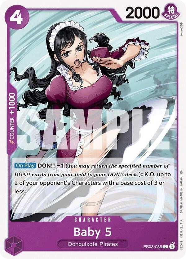 Baby 5 - EB03-036 C One Piece Card Game Singles card from Extra Booster: One Piece Heroines Edition, Near Mint Normal