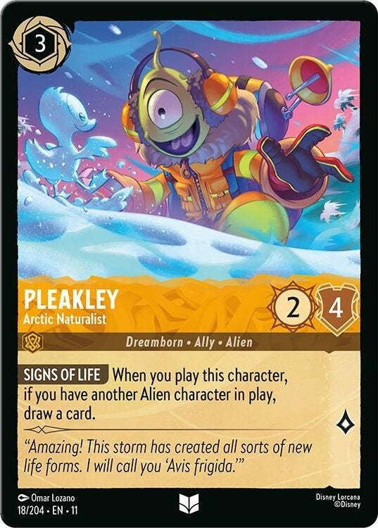Pleakley - Arctic Naturalist - 18/204 Uncommon Disney Lorcana card from Winterspell, Near Mint Normal