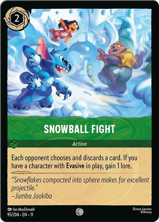Snowball Fight - 95/204 Common Disney Lorcana card from Winterspell, Near Mint Normal
