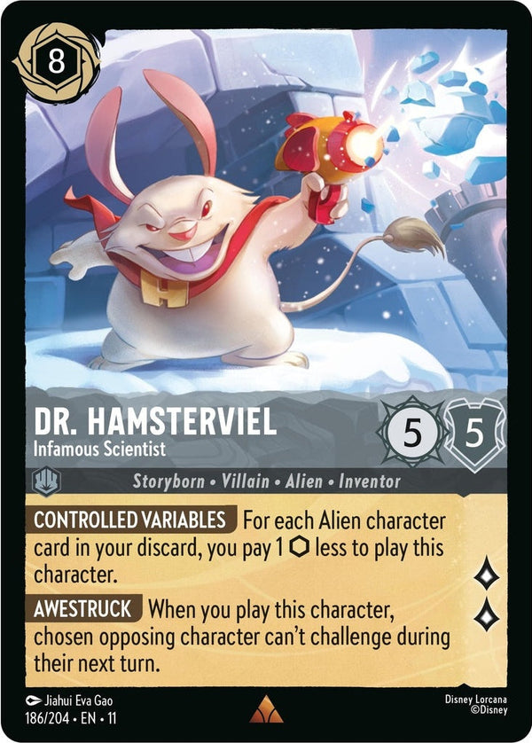 Dr. Hamsterviel - Infamous Scientist - 186/204 Rare Disney Lorcana card from Winterspell, Near Mint Normal