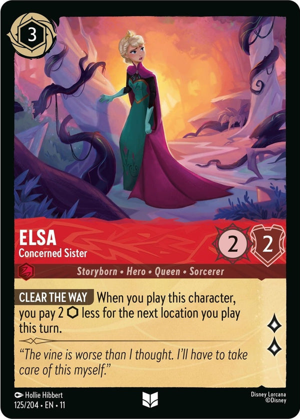 Elsa - Concerned Sister - 125/204 Uncommon Disney Lorcana card from Winterspell, Near Mint Normal