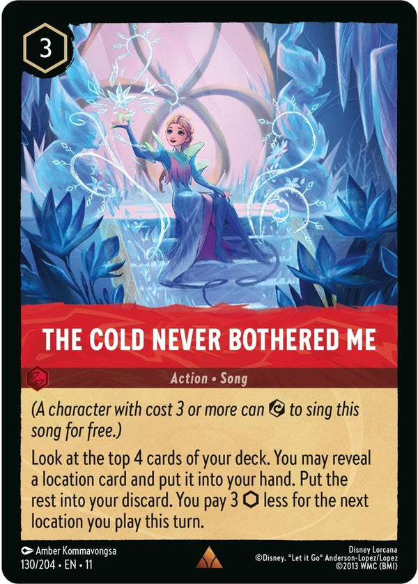 The Cold Never Bothered Me - 130/204 Rare Disney Lorcana card from Winterspell, Near Mint Normal